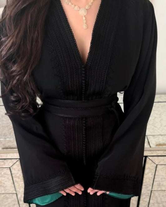 Caftan Leya - Noir&Vert