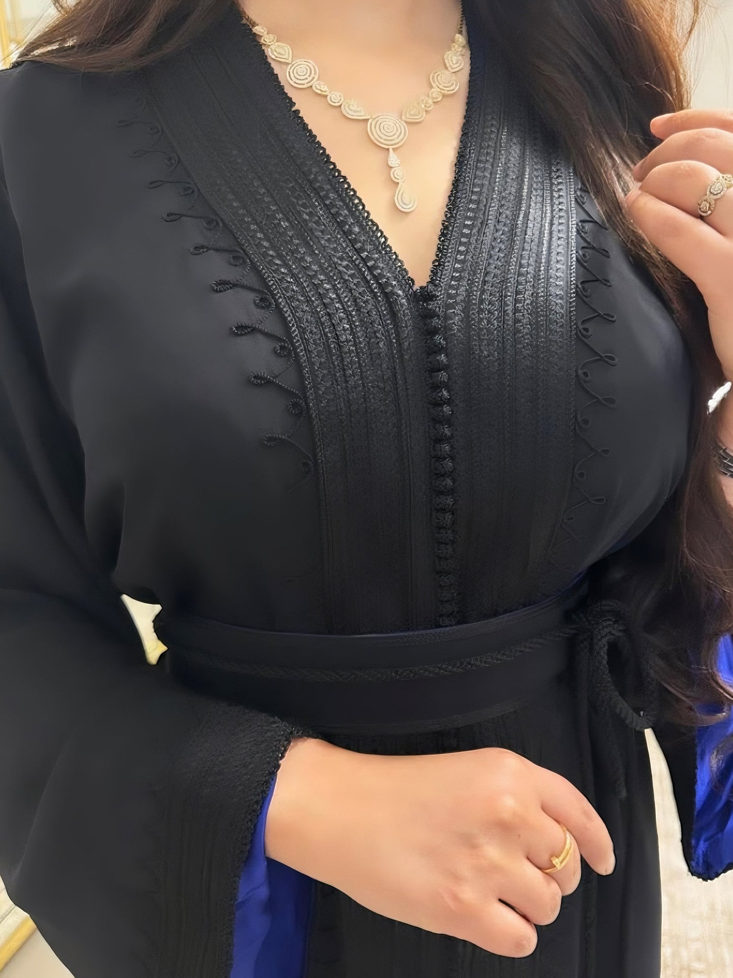 Caftan Leya - Noir&Bleu