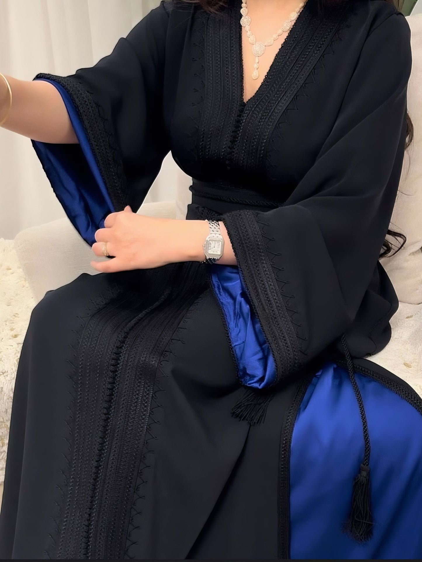 Caftan Leya - Noir&Bleu
