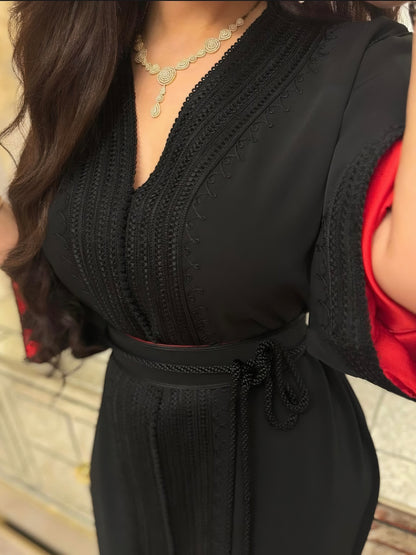 Caftan Leya - Noir&Rouge