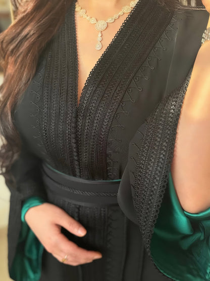 Caftan Leya - Noir&Vert